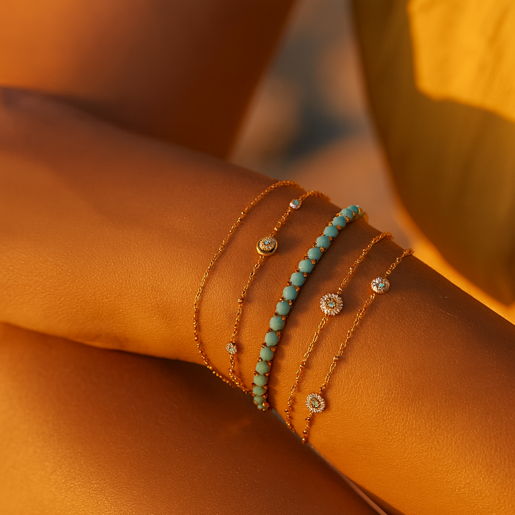 Solura Azure Glow Tennis Bracelet Stack