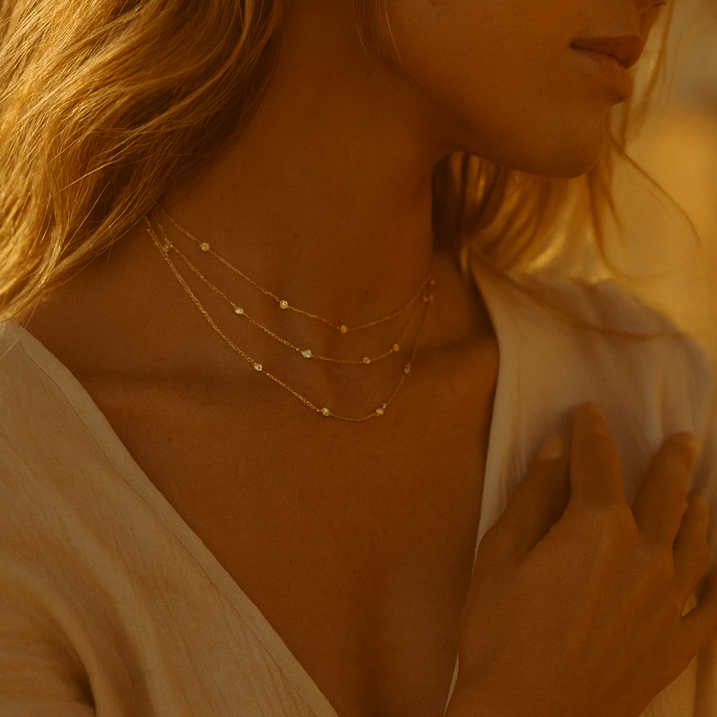 Solura Celestia Triple Layer CZ Necklace on model