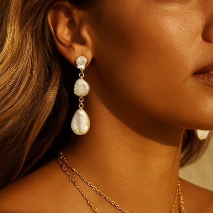 Radiant Tide Earrings - Baroque Pearl Layers
