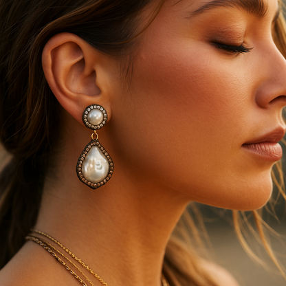 Luna Pavé Pearl Drops