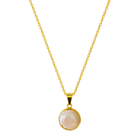 Sol Coin Necklace - Freshwater Pearl & Gold
