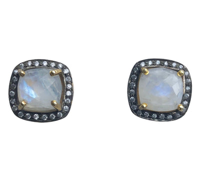 Pavé Halo Cushion Studs