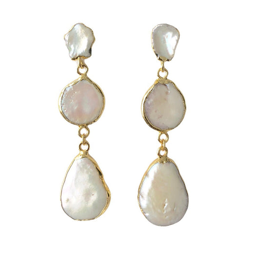 Radiant Tide Earrings - Baroque Pearl Layers