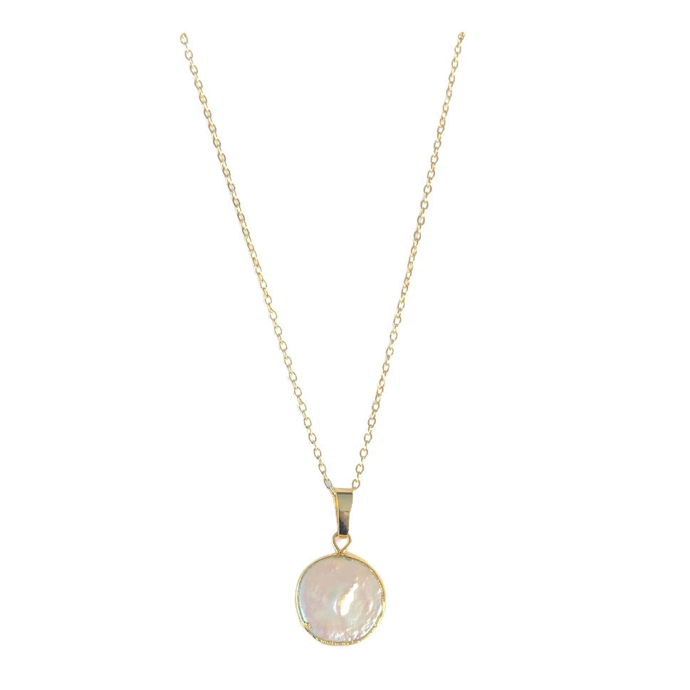 Sol Coin Necklace - Freshwater Pearl & Gold