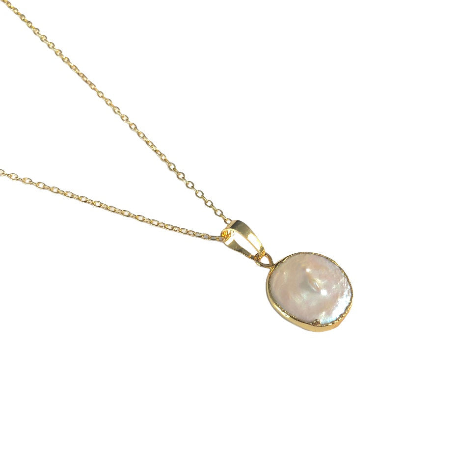 Sol Coin Necklace - Freshwater Pearl & Gold
