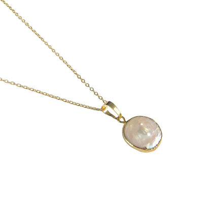 Sol Coin Necklace - Freshwater Pearl & Gold
