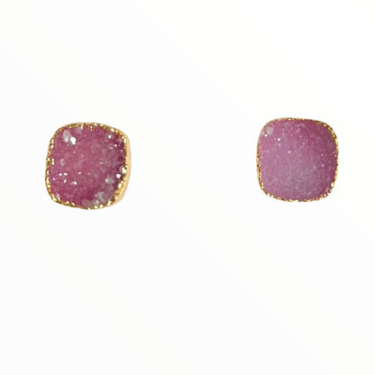 Stardust Square Druzy Studs