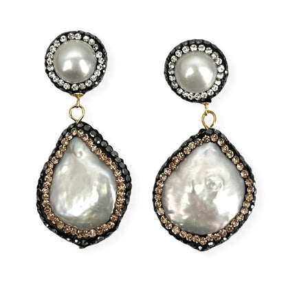 Luna Pavé Pearl Drops