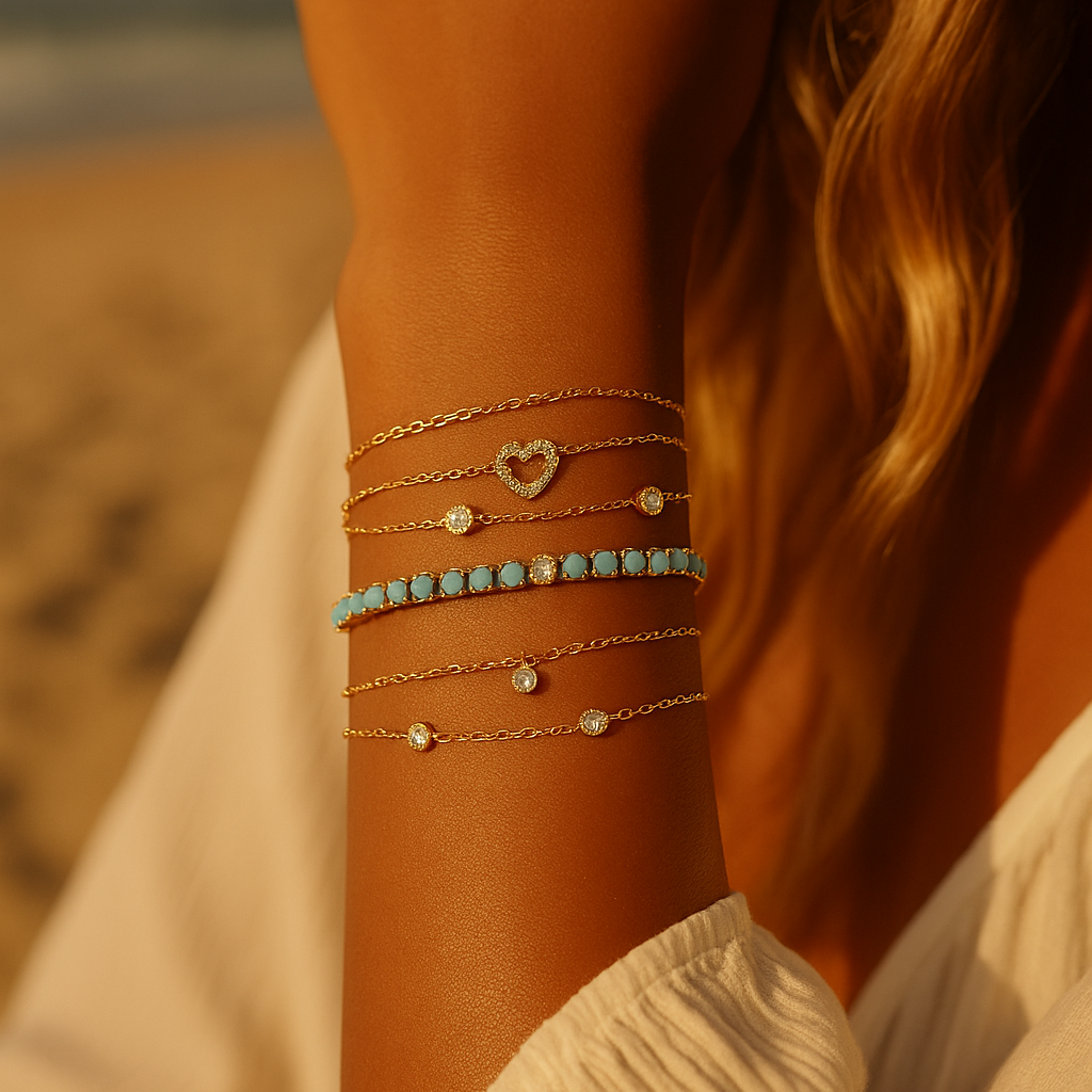 Solura Azure Stack Bracelets on Model