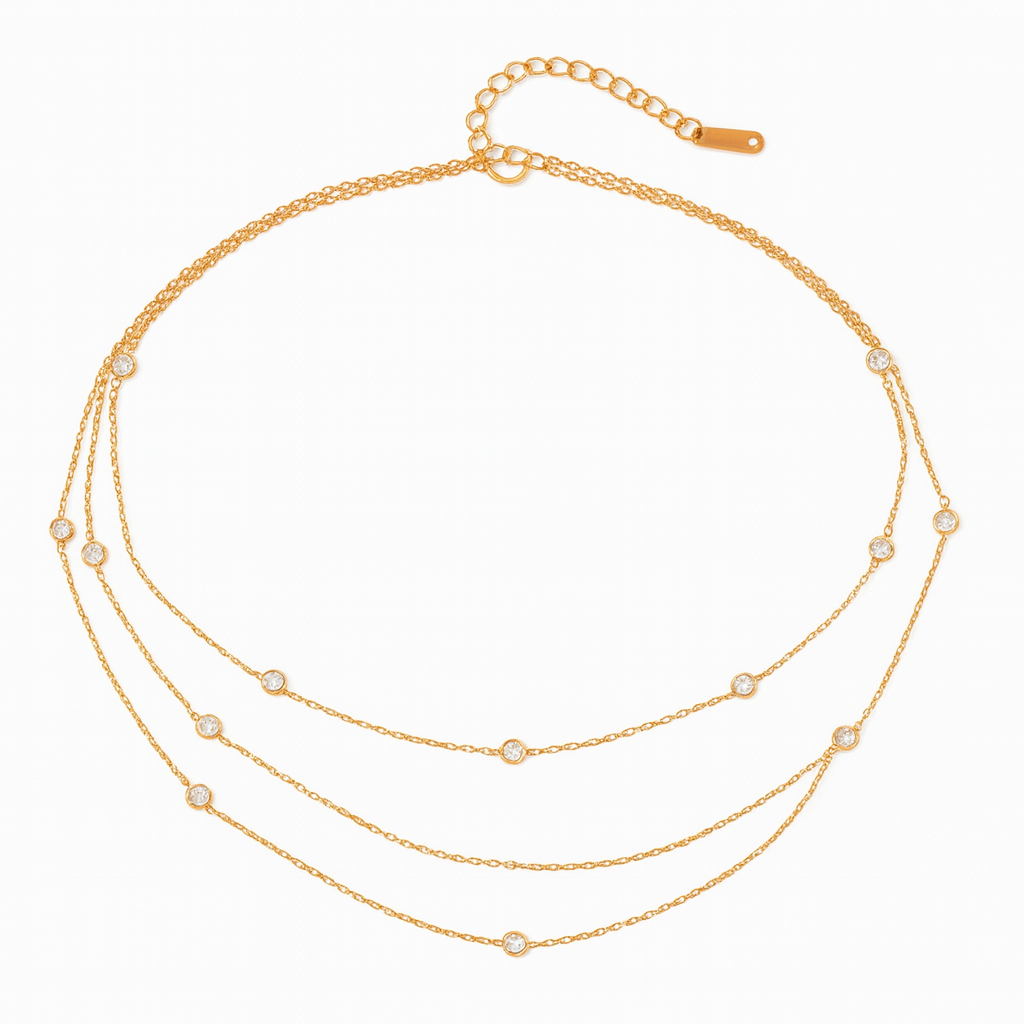 Solura Celestia Triple Layer CZ Necklace