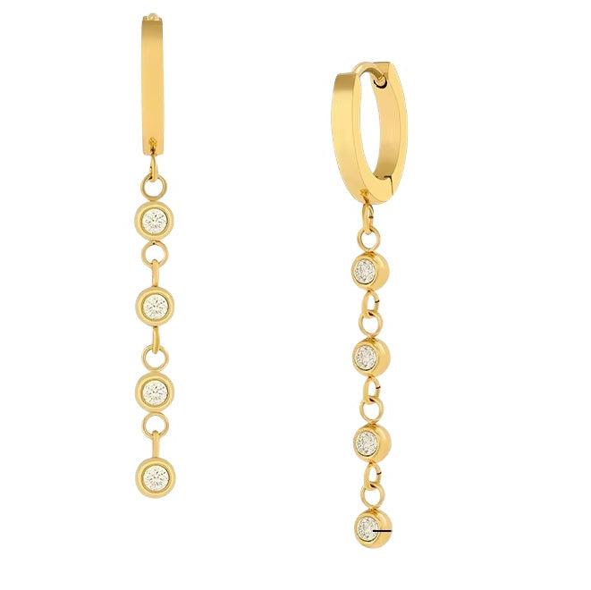 Solura Celestial Drops Shooting Star CZ Huggie Earrings