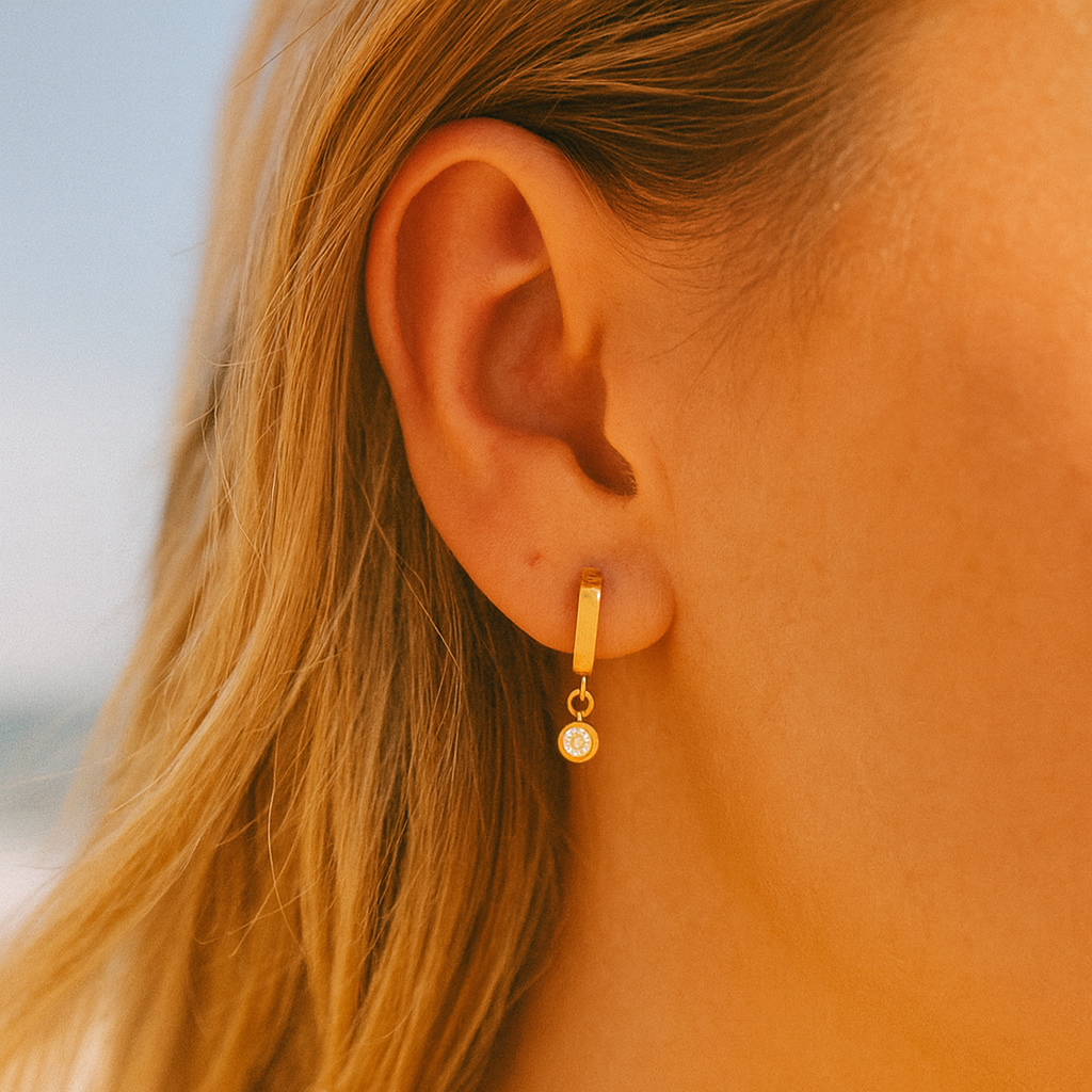 Solura Celestial Hoops Round CZ on Model