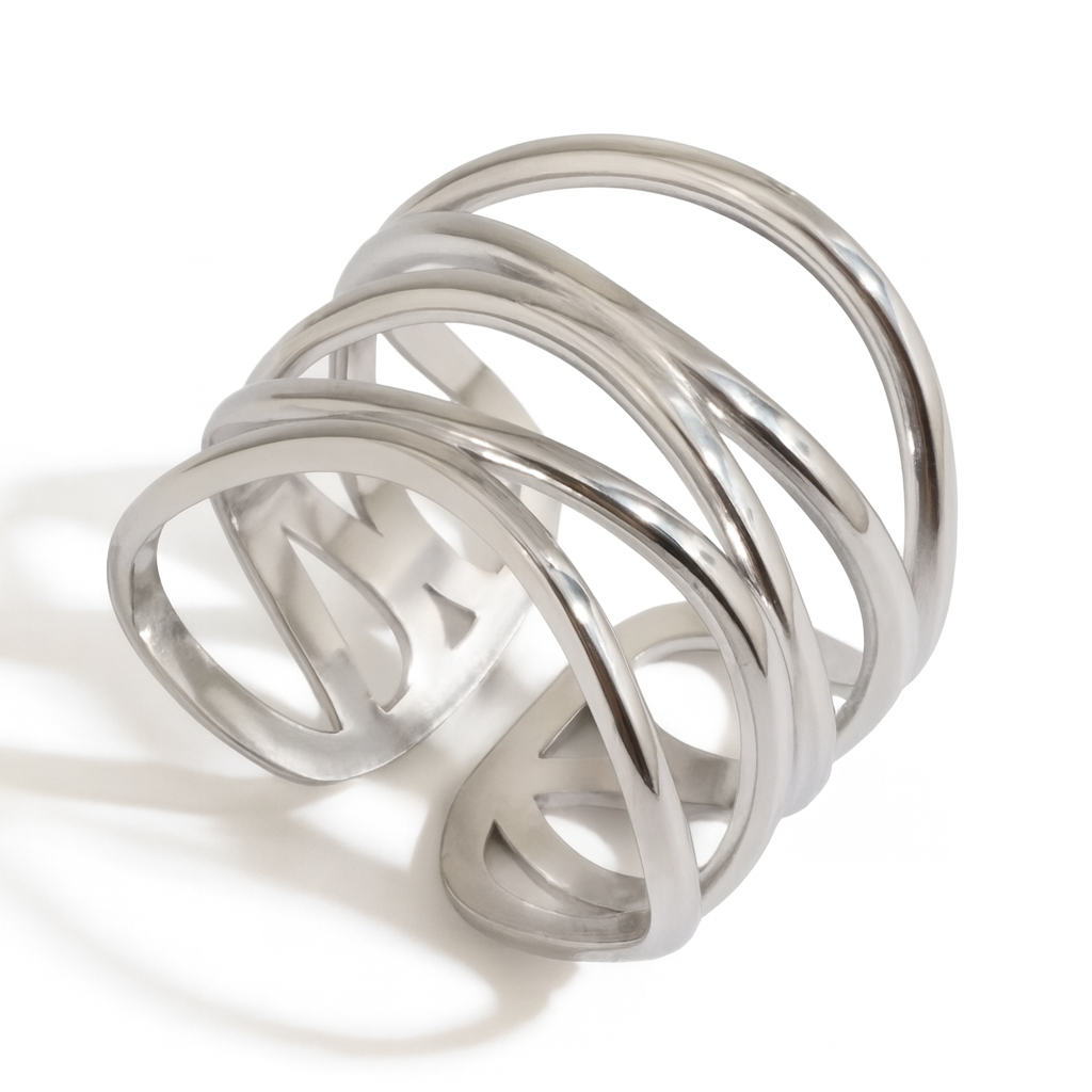 Solura Luna Wave Cuff White Gold Ring