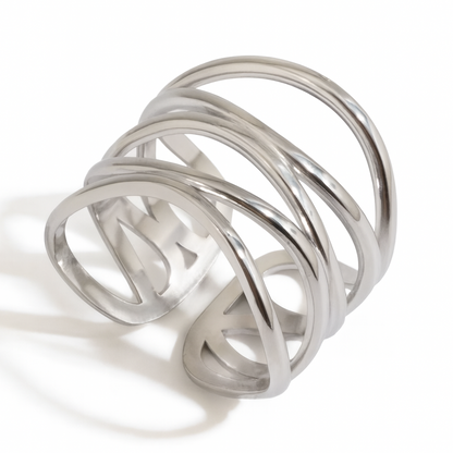 Solura Luna Wave Cuff White Gold Ring