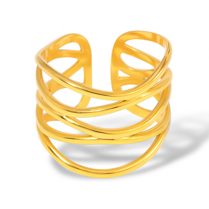 Solura Luna Wave Cuff Yellow Gold Ring