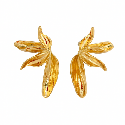 Solura Moonflower yellow Gold Leaf Earrings