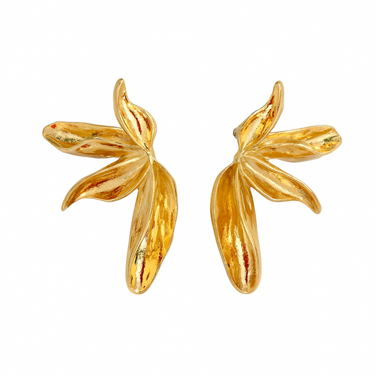 Solura Moonflower yellow Gold Leaf Earrings