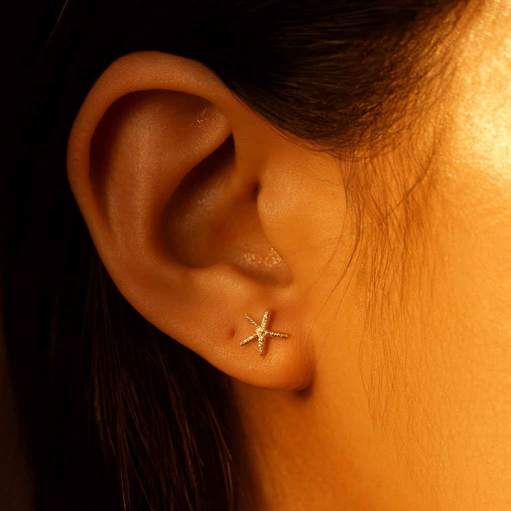 Solura Seastar Stud Earrings on Model 2